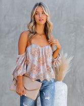 Schulterfreies Top mit Teapot-Spitze - Lavendel