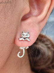 Katzenmuster Vintage Silber Ohrringe