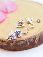 Katzenmuster Vintage Silber Ohrringe
