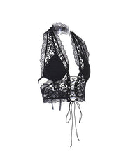 Neckholder-Tanktop aus Spitze zum Binden vorn