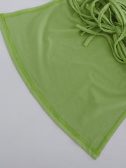 Grünes Bandeau-Top zum Binden hinten