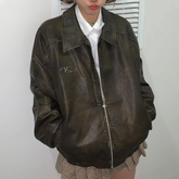 Vintage Wash Motorrad-Pu-Lederjacke