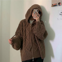 Herbst Winter Oversize Gestrickte Casual Strickjacke