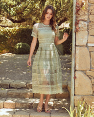 You Are Invited – Midikleid aus Häkelspitze – Salbeigrün
