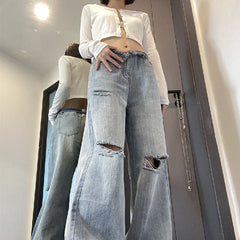 Vintage Baggy Knie zerrissene Jeans