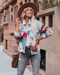 Ashbury – Gewebte Jeansjacke mit Taschen und Kontrastmuster – ENDGÜLTIGER VERKAUF