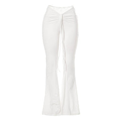 Plissierte Hose mit weitem Bein und niedriger Taille