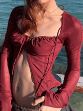 Korsett-Oberteil mit langen Ärmeln aus Netzstoff