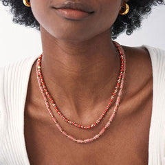 Boho Choker Halskette mit Emaille-Perlenverzierung - Rot
