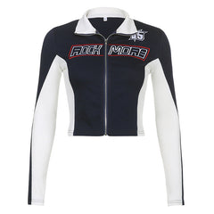 Kurze Motorradjacke mit Logo-Stickerei