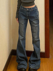 Vintage Distressed Low Rise Schlagjeans