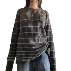 Gestreifter Rippenpullover