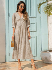 Bedrucktes Swing-Kleid mit mittellangen Ärmeln