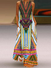 Bedrucktes ärmelloses Sommerkleid mit V-Ausschnitt