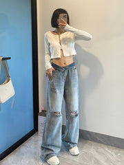 Vintage Baggy Knie zerrissene Jeans