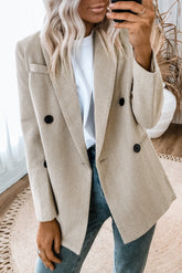 Zweireihiger Blazer mit geripptem Chevron-Muster und Reverskragen
