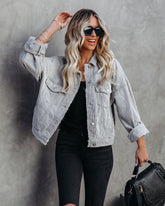 Condola Cotton Pocketed Corduroy Jacket - Grey - FINAL SALE POL-001