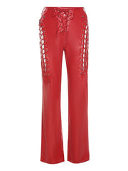 PU-Hose mit Cut-outs und Schnürung