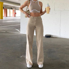 High Waist Slim Jeans Schlaghose