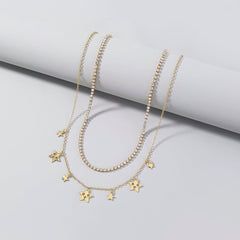 Sterne Weiße Diamanten Mehrere Halsketten