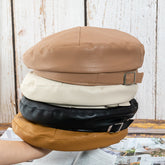 Pu Leather Square Buckle Hat
