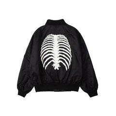 Oversize-Bomberjacke mit Skelett-Grafik