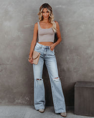 Energy Crop-Tanktop aus Rippstrick - Taupe