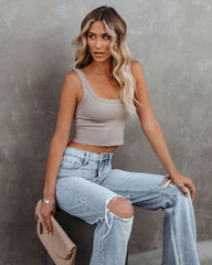 Energy Crop-Tanktop aus Rippstrick - Taupe