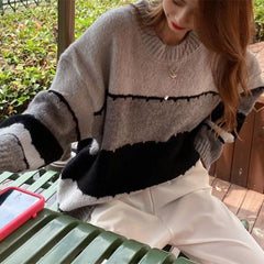 Pullover mit Farbblock-Streifen