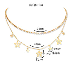 Sterne Weiße Diamanten Mehrere Halsketten