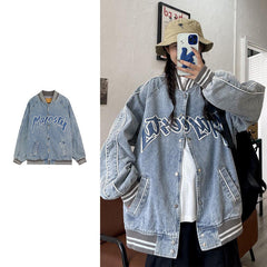 Jeansjacke mit amerikanischem Print