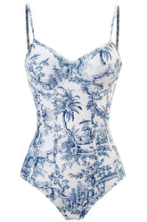 Balconette-Badeanzug mit Dschungel-Print - Blau/Grün