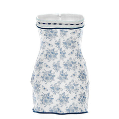 Trägerloses Minikleid mit Blumen-Spitzenbesatz und Haken- und Ösen-Detail - Blau