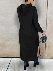 Kapuzenkleid mit schrägen Taschen und Kordelzug