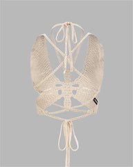 Alix Neckholder-Top mit Schmetterlingsmuster und Häkelmuster