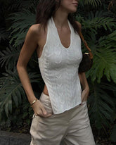 Wink Neckholder-Stricktop mit Zopfmuster