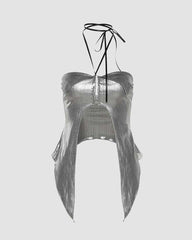 Cedonia Neckholder-Top mit geteilten Flügeln