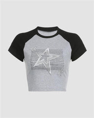 Rigel – Kurzes Raglan-Oberteil „Star Burn“