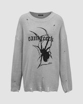 Gerippter Pullover mit Arachnid-Grunge-Muster