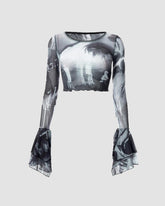 Eye On You – Netzoberteil mit Rüschenärmeln