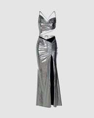 Abitha Kleid mit Cut-Outs und Schlitz