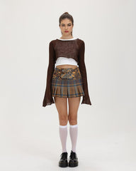 Mocha Academia Karierter Minirock