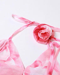 Neckholder-Top mit Rosenornament