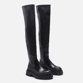 Overknee-Stiefel im britischen Stil mit dicker Sohle