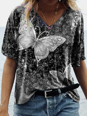 T-Shirt mit mittellangen Ärmeln und Schmetterlings-Print