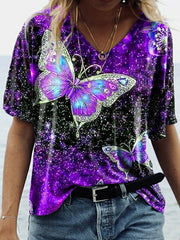 T-Shirt mit mittellangen Ärmeln und Schmetterlings-Print