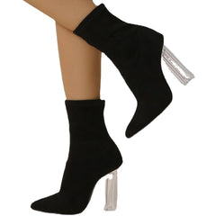 Stiefel mit dickem Absatz und Kristallen