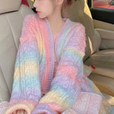 Regenbogen süße Kawaii Strickjacke