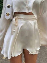 Satin Lace Up Mini Skirt