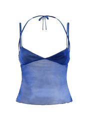 Halbtransparentes, kurzes Camisole aus Netzstoff